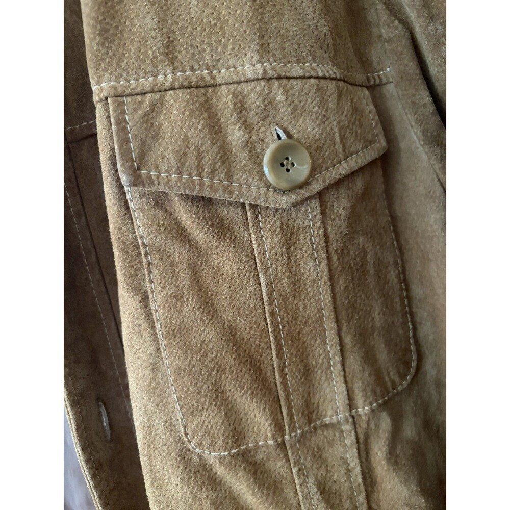 Wilsons Leather Jacket Men XXL Tan Suede Button Western 70’s Rock Retro Pockets - Picture 8 of 16